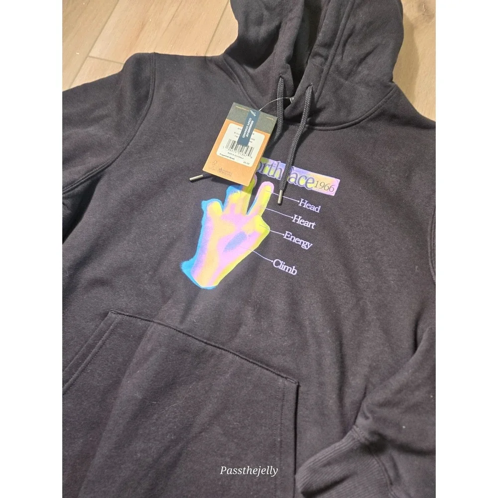 North Face Hoodie Mens Medium Black Graphic Pullover Sweatshirt‎ Outdoor Street